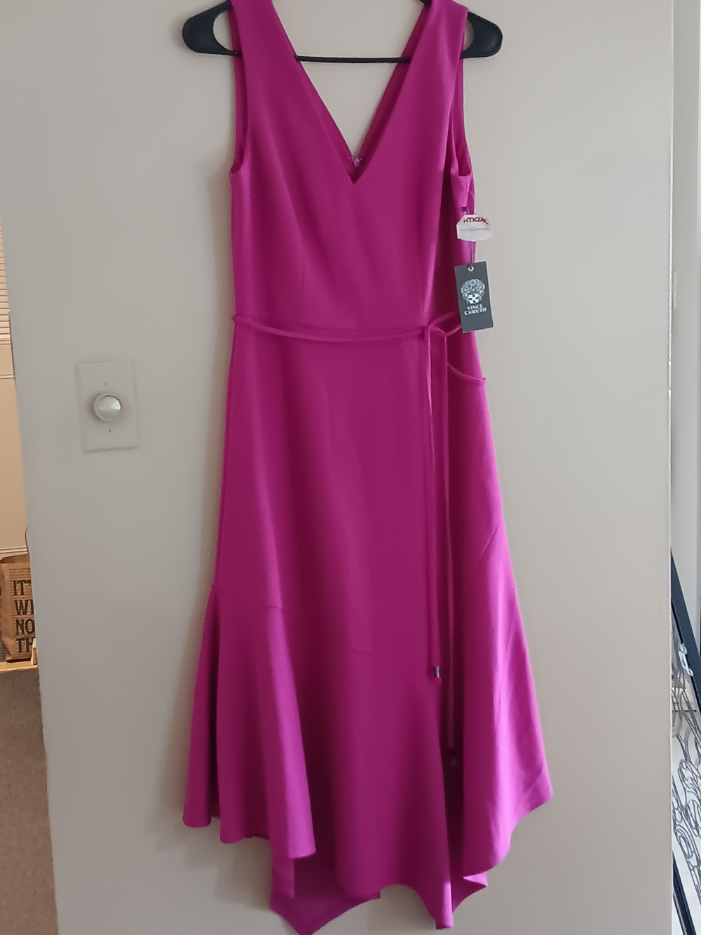 Vince Camuto Bright Fuchsia High-Low V-Neck Dress